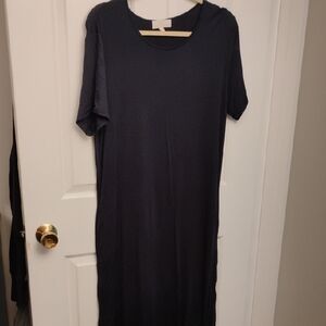 Simply Southern Gray Midi Sheath Dress Casual Crew Neck